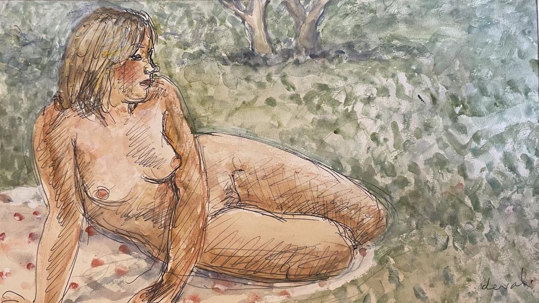 Nu sous les arbres