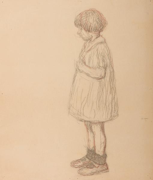 Olga de profil regardant le bassin Henri MARTIN