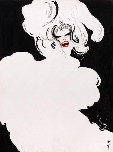 Femme en plumes. Projet d'affiche pour le cabaret le Lido, 1994