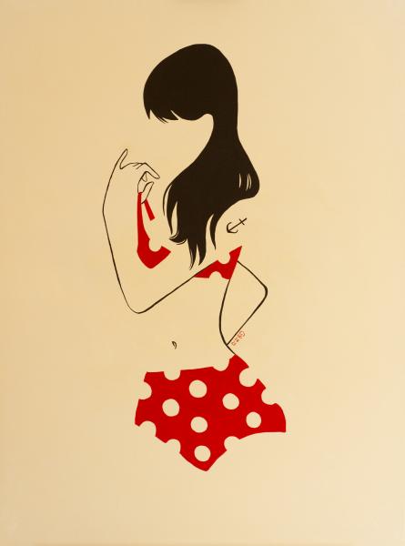 Pois vides sur maillot rouge  PETITES LUXURES