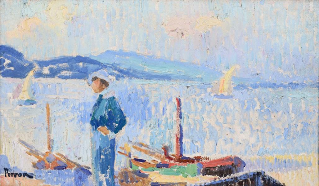 Madame Person devant le golfe de Saint-Tropez Henri PERSON