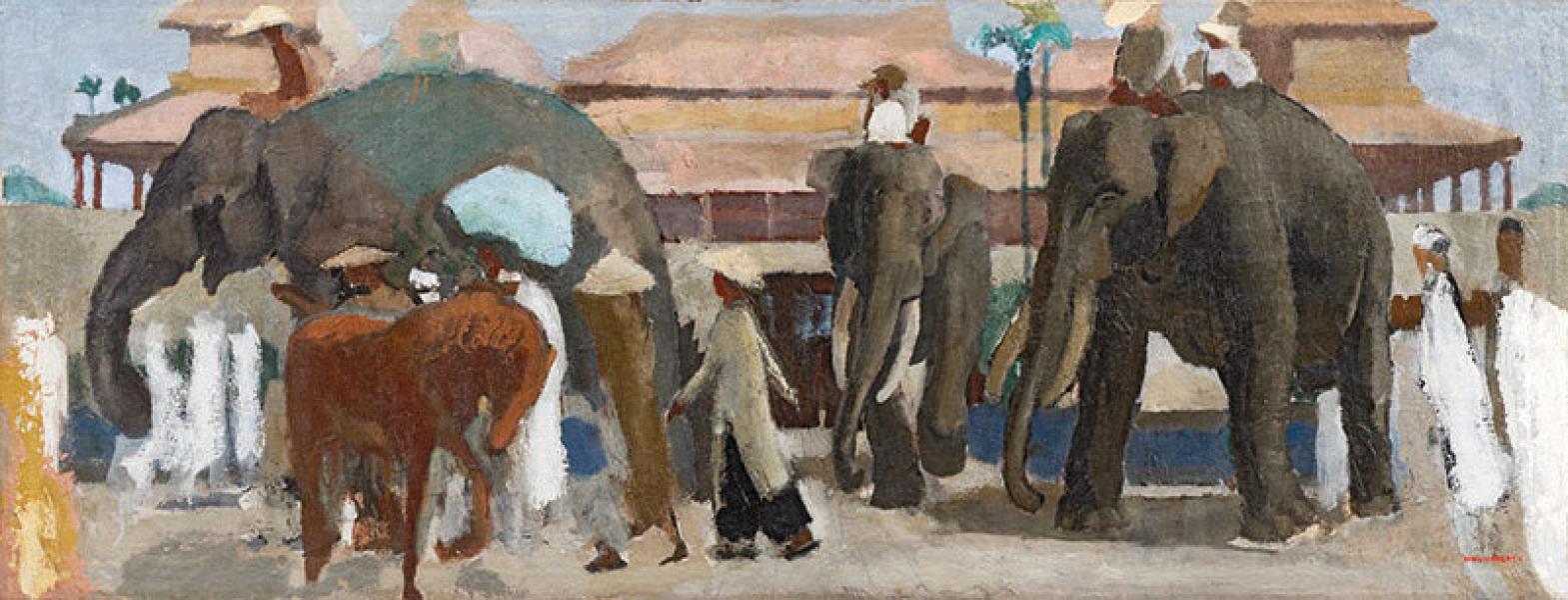 Les éléphants, Porte Ngo Mon, Hué, 1925 Joseph INGUIMBERTY