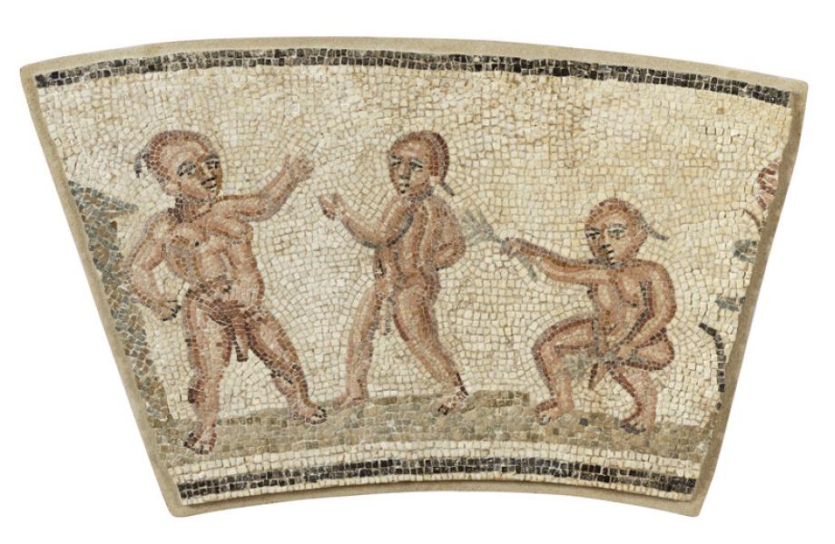 Trois pygmées, parodie de combat d'athlète  Empire romain, 2ème-3ème siècle