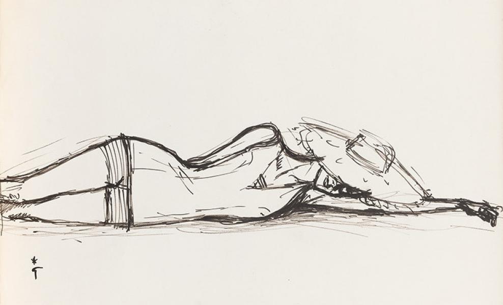 La sieste au soleil, maillot et grand chapeau René GRUAU