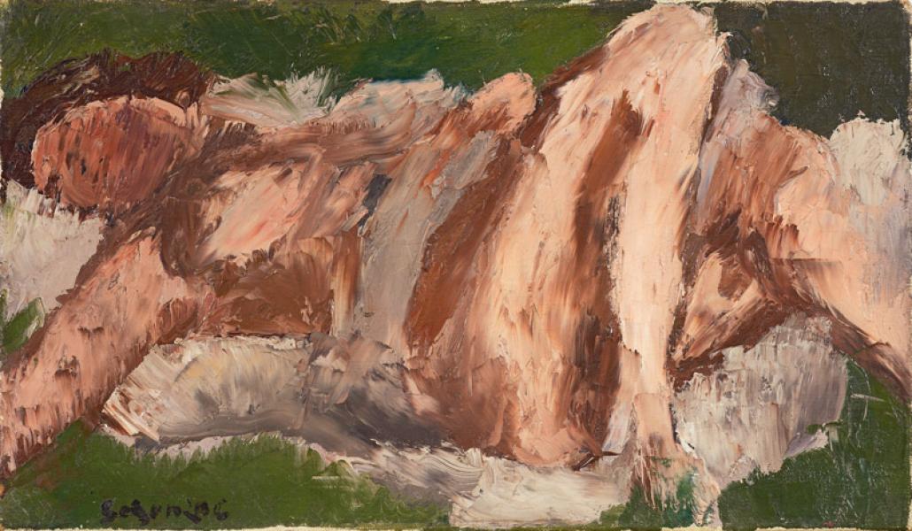 Femme nue étendue sur fond vert André DUNOYER de SEGONZAC