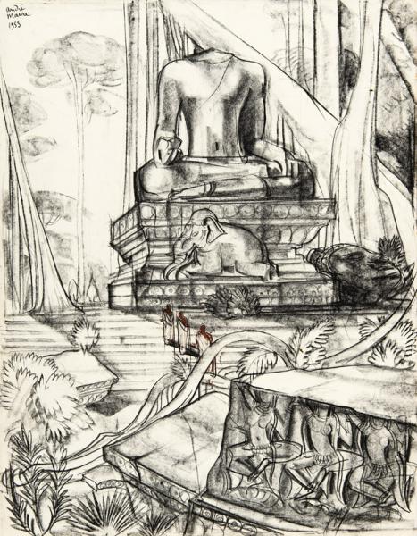 Angkor, Bouddha à la tête coupée, 1953 André MAIRE