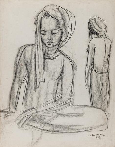 Cambodge, Femme au turban assise, 1951 André MAIRE