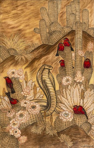 Cobras et tangaras dans les cactées en fleurs, circa 1934 Gaston SUISSE