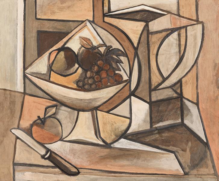 Nature morte compotier, fruits, broc, octobre 1979 Georges-Henri PESCADERE