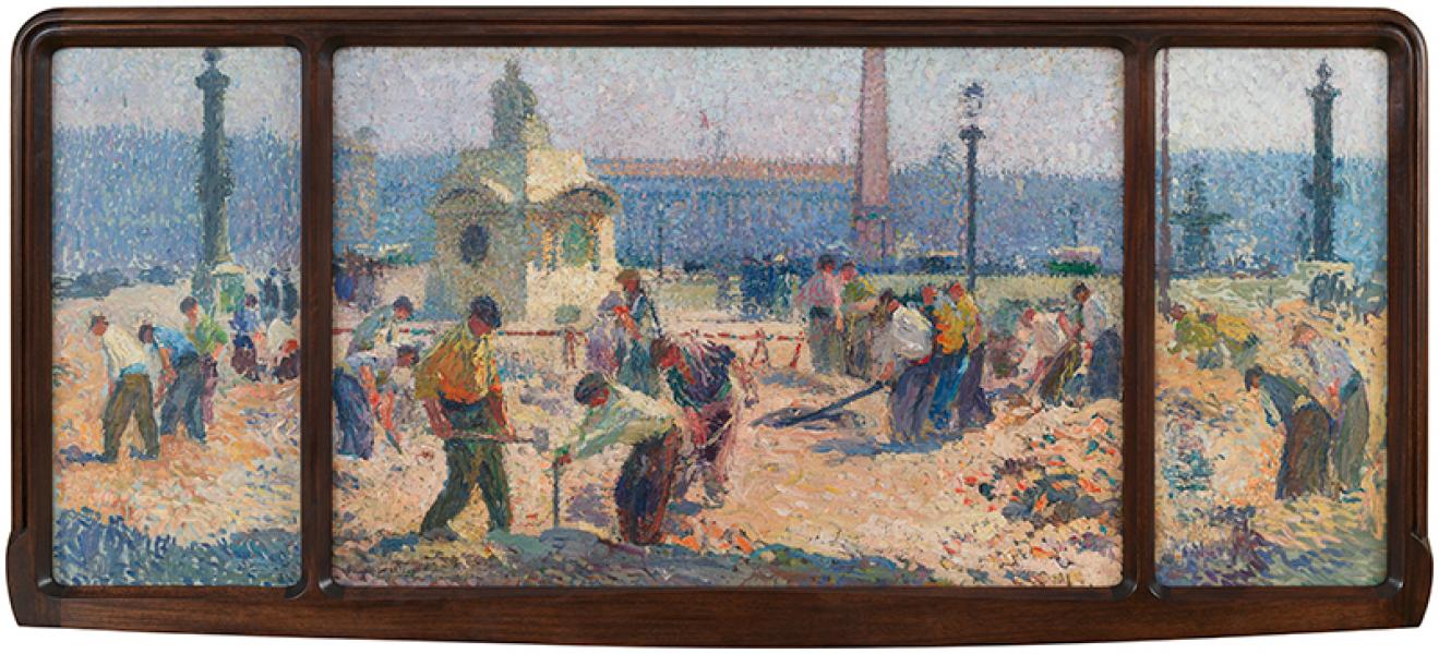 Les travaux de la place de la Concorde à Paris, circa 1925 Henri MARTIN