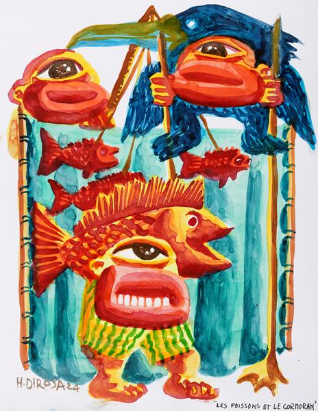 Les poissons et le cormoran, 2024 Hervé DI ROSA