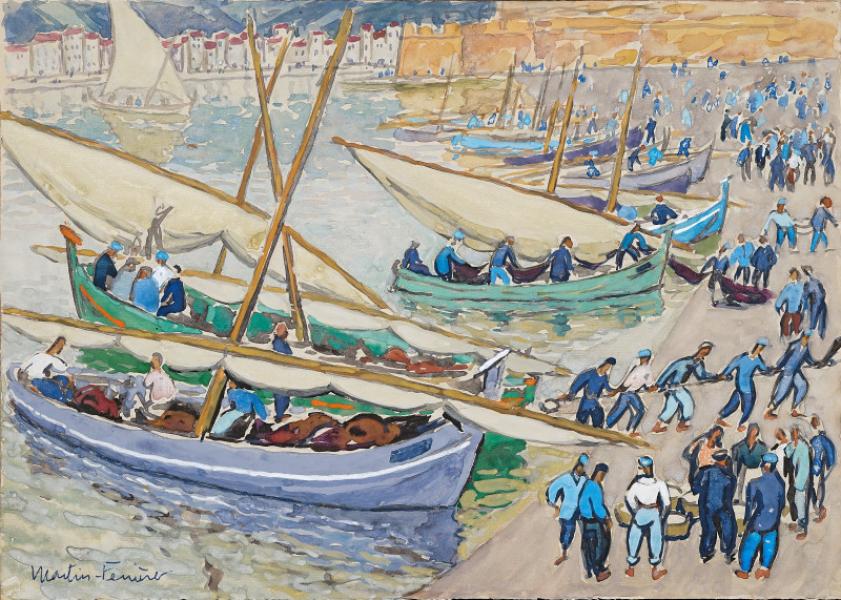 Collioure, le déchargement des barques Jacques MARTIN FERRIERES