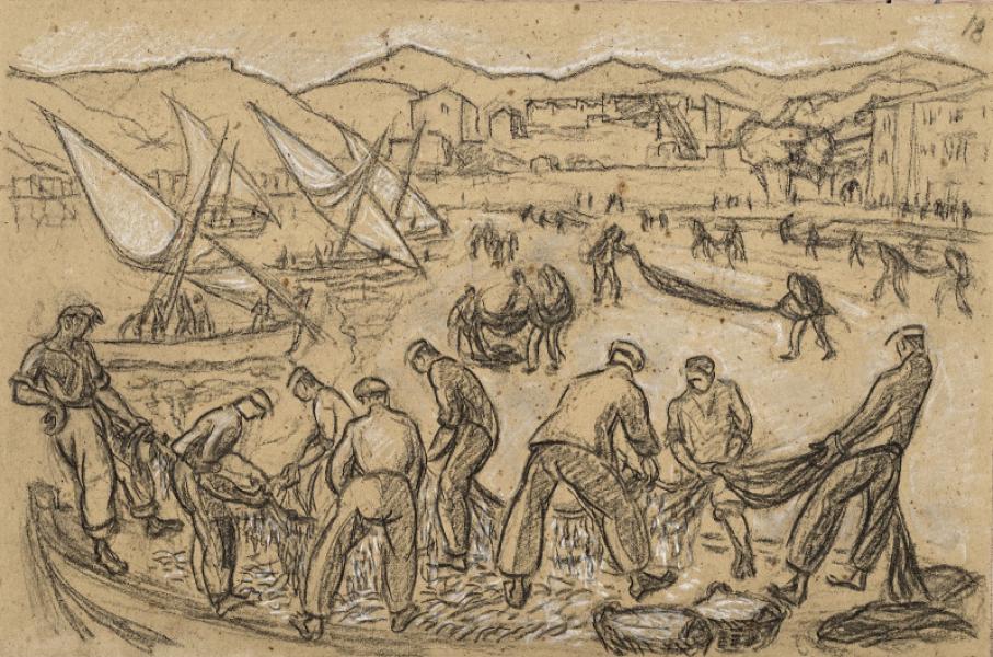 Collioure, pêcheurs aux filets Jacques MARTIN FERRIERES