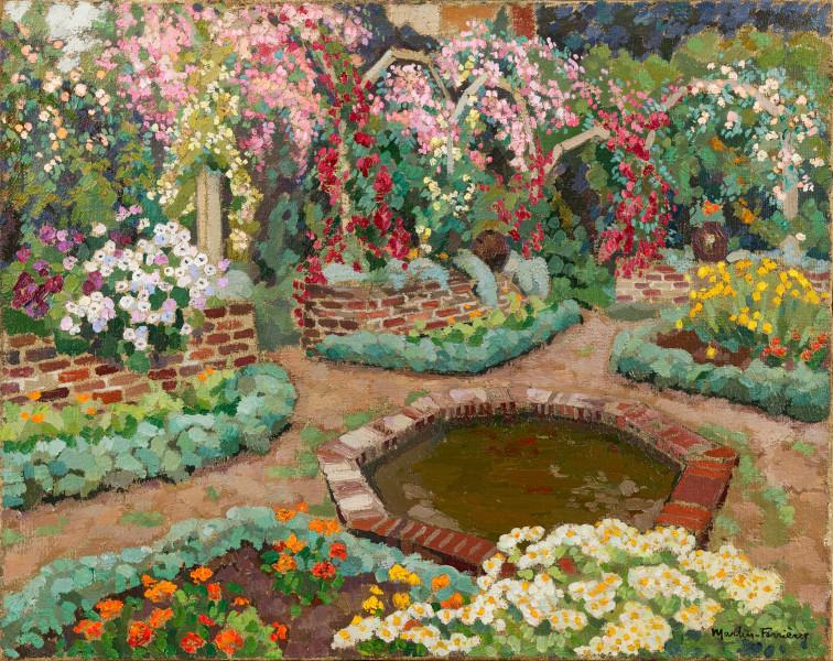 Le bassin hexagonal du jardin de Neuilly, roseraie en fleurs Jacques MARTIN FERRIERES