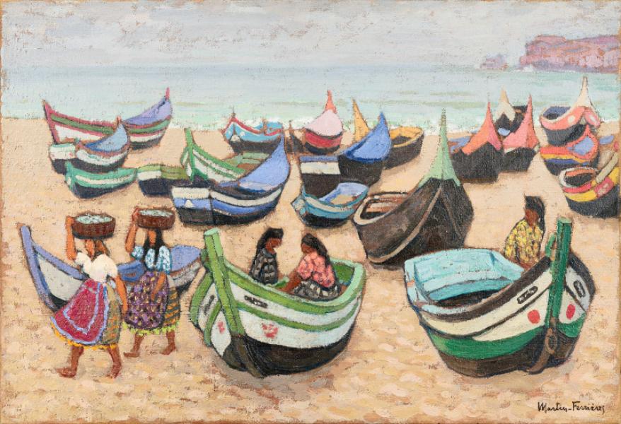 Portugal, la plage de Nazaré, 1961 Jacques MARTIN FERRIERES