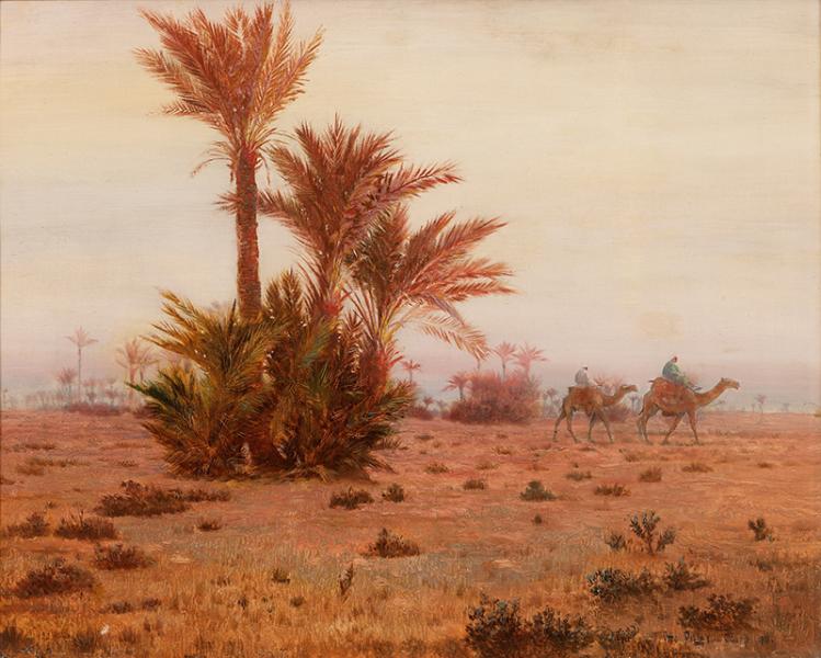 Le Caire, dromadaires dans le désert, 1901 Otto PILNY