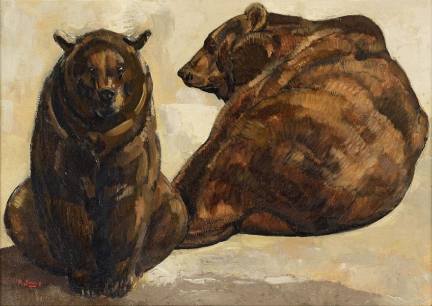 Deux ours bruns couchés, c. 1950 Paul JOUVE