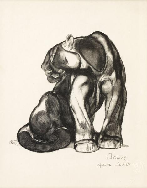 Jaguar noir assis, c. 1948 Paul JOUVE
