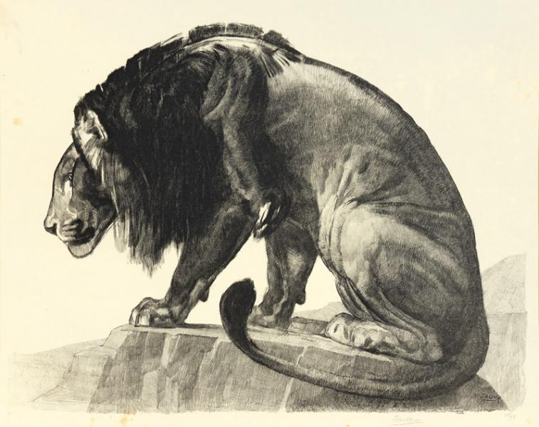 Lion guettant, c. 1925 Paul JOUVE