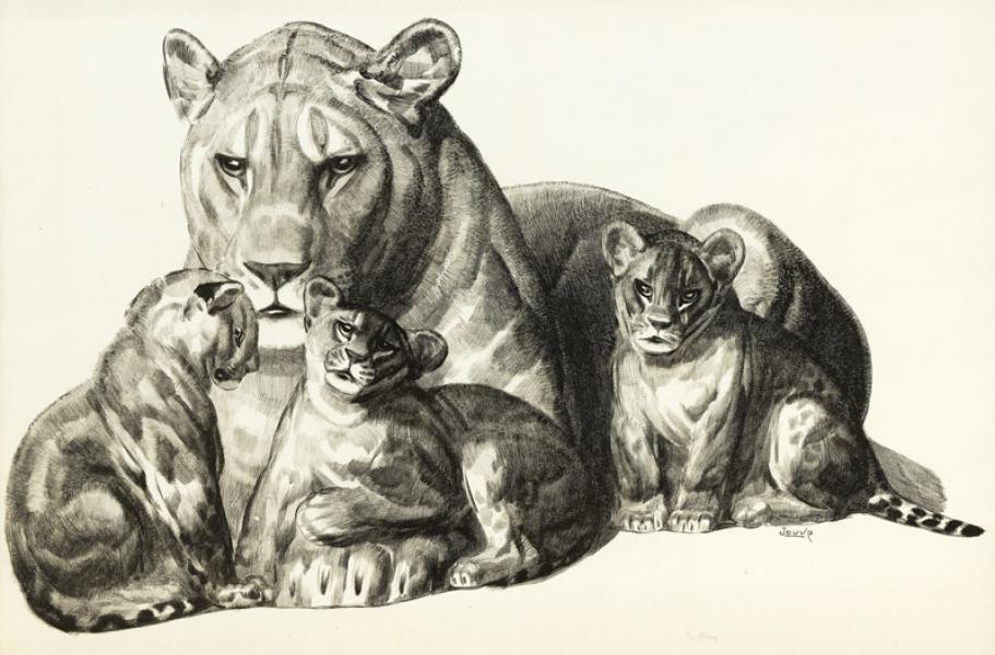 Lionne et ses lionceaux, c. 1930 Paul JOUVE