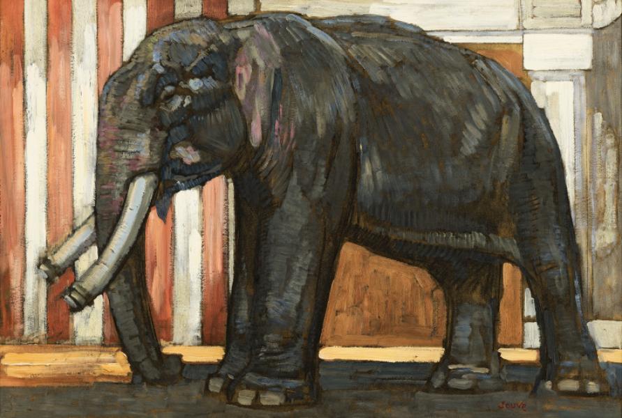 Éléphant devant le temple de Madura, 1923 Paul JOUVE