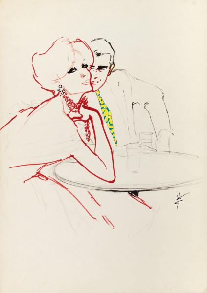 Couple attablé René GRUAU