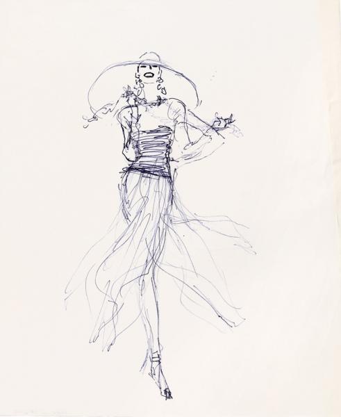 Grand chapeau, robe virevoltante (8) René GRUAU