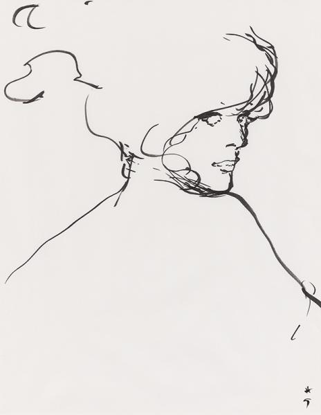 Par dessus l'épaule, cheveux relevés René GRUAU