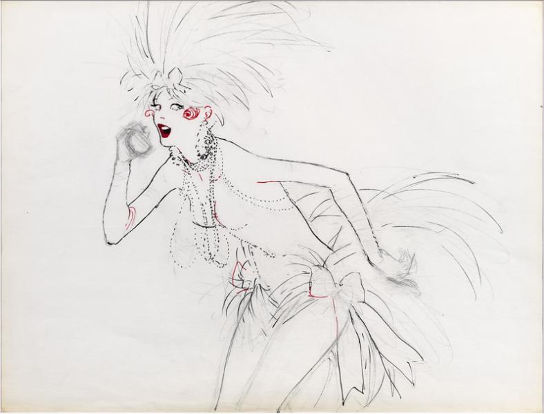 Au spectacle. Projet pour le cabaret Le Lido. René GRUAU