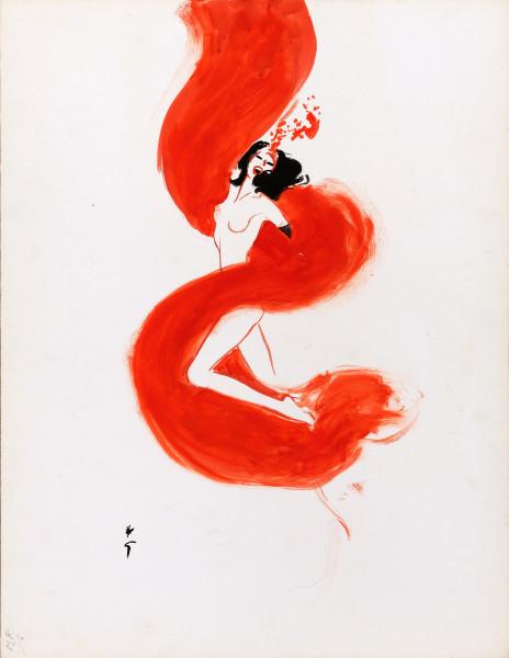 Danseuse à la coiffe, projet publicitaire pour le Moulin Rouge