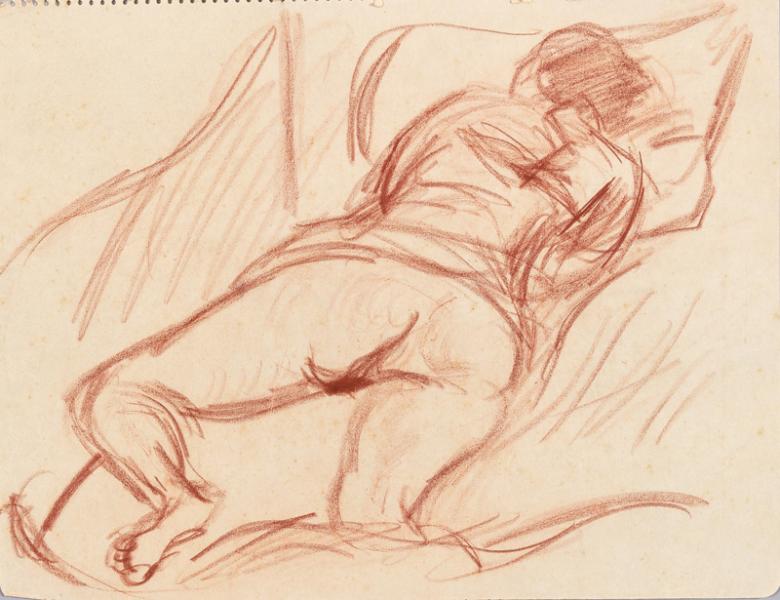 Femme nue, étendue sur le ventre René SEYSSAUD