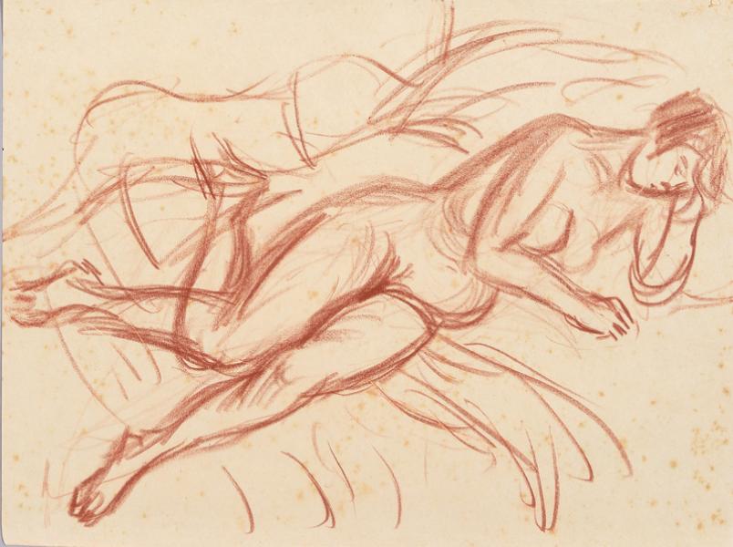 Femme nue sur le flanc, accoudée René SEYSSAUD