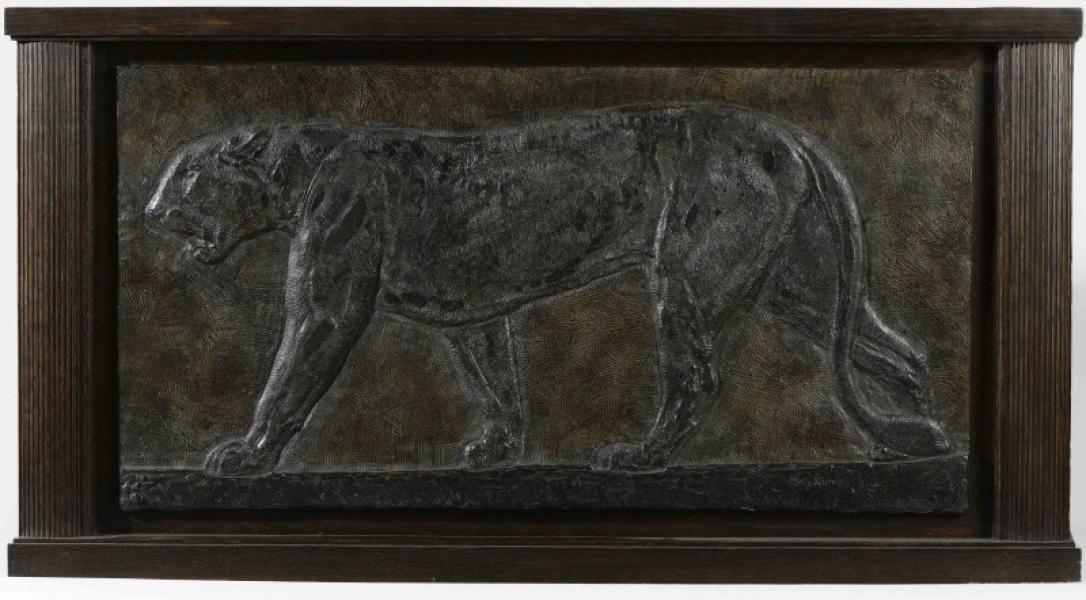 Panthère noire marchant, bas-relief, c.1930 Paul JOUVE