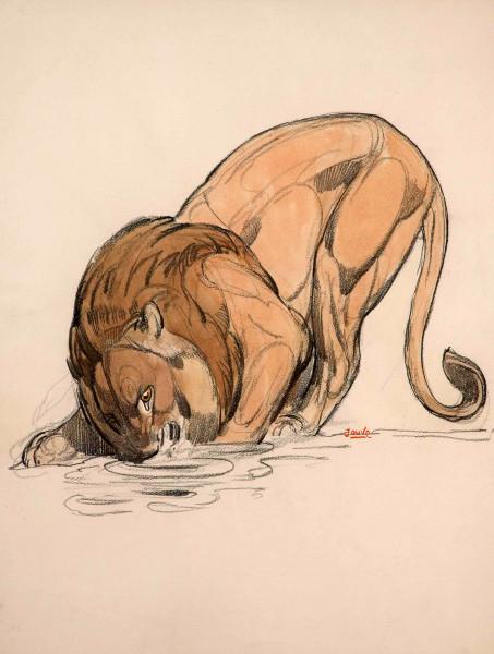 Lion s’abreuvant, c. 1920 Paul JOUVE