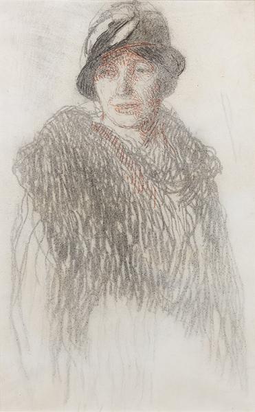 Femme à l'étole de fourrure, en buste Henri MARTIN