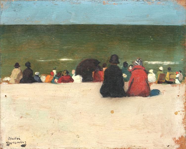 Scène de plage animée André DEVAMBEZ