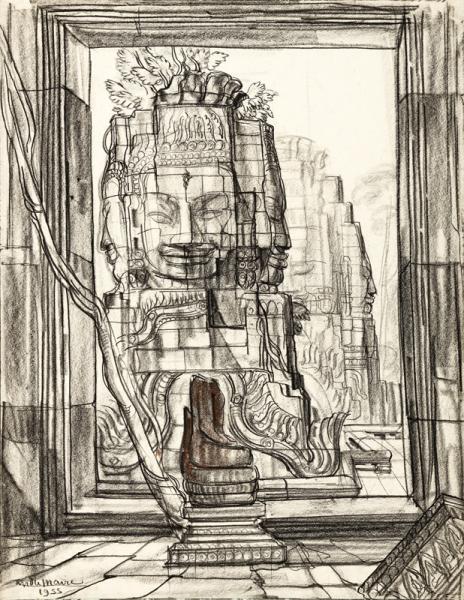 Cambodge, statuaire d'Angkor Thom, 1955 André MAIRE