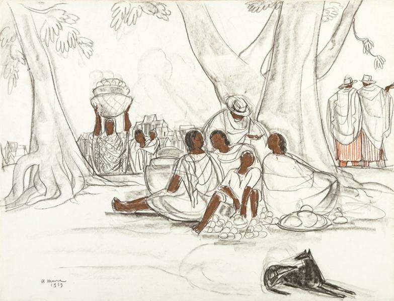Madagascar, réunion de personnages, 1959 André MAIRE
