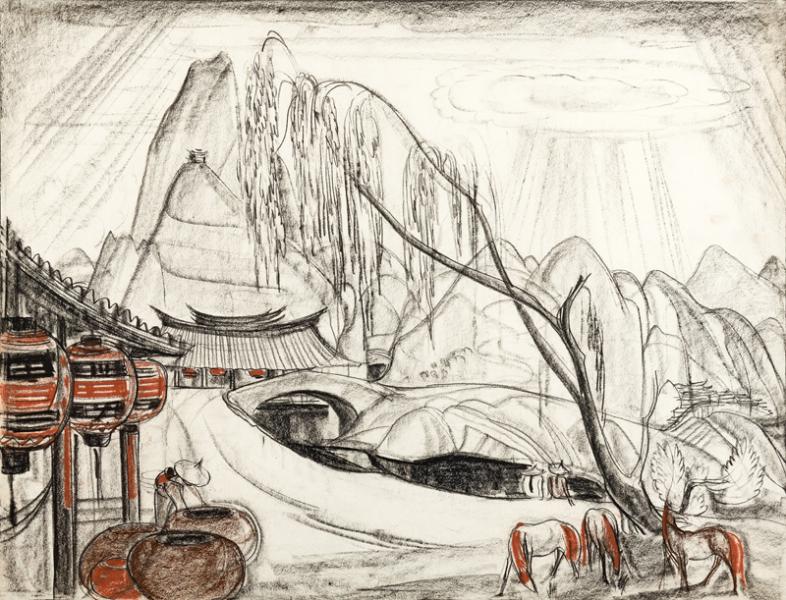 Vietnam, lanternes, pont et chevaux André MAIRE