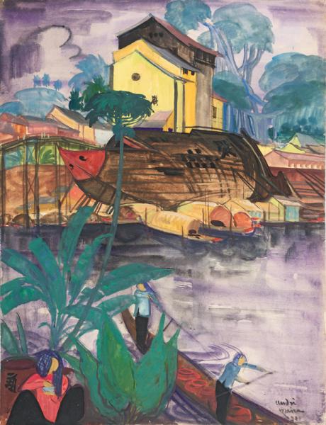 Vietnam, naviguer sur le fleuve, 1957 André MAIRE