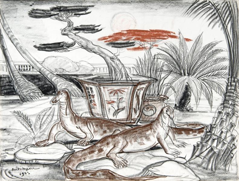 Vietnam, varans sur la terrasse, 1955 André MAIRE