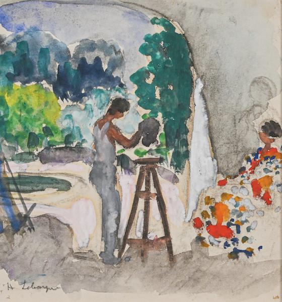 Pierre Lebasque dans le jardin au Cannet Henri LEBASQUE