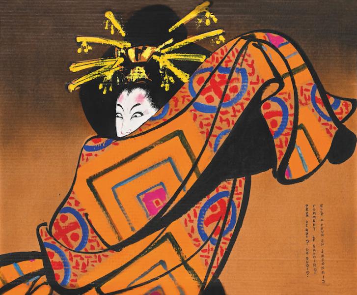 Geisha au kimono orange