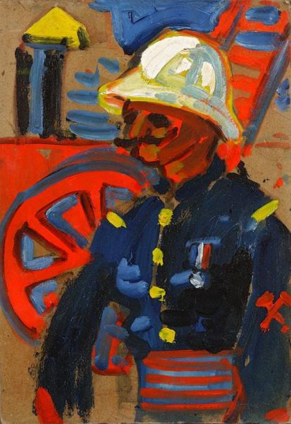 Le pompier devant la grande échelle, 1907. Auguste CHABAUD