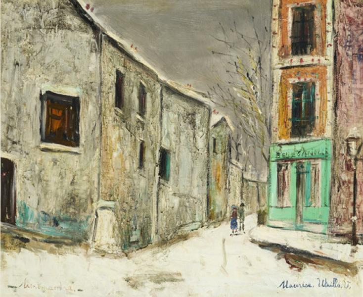 Belle Gabrielle et rue Saint-Vincent sous la neige, Montmartre, 1946 Maurice UTRILLO