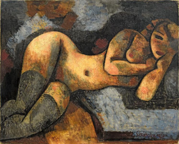 Nu couché sur fond bleu et noir, 1931 Marcel GROMAIRE