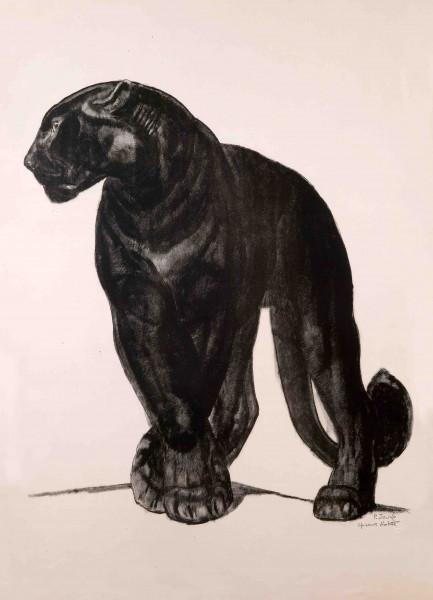 Panthère noire de face, pattes croisées, c. 1929 Paul JOUVE