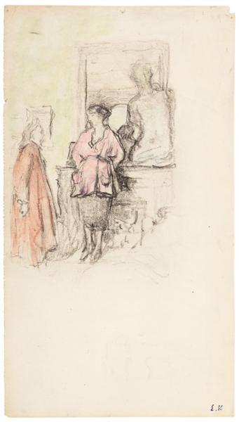 Madame Vuillard et Annette Roussel devant la cheminée rue de Calais, 1917 Edouard VUILLARD