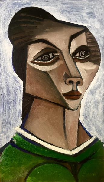 Buste vert sur fond bleu Georges-Henri PESCADERE