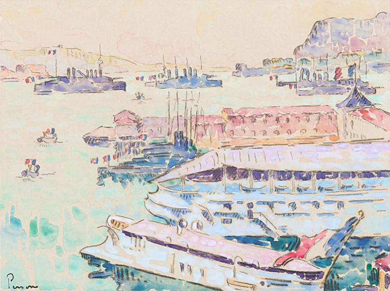 Navires de guerre dans le port de Toulon, circa 1913 Henri PERSON